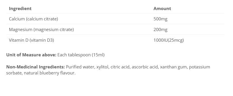 Cal Mag + 1000IU Vitamin D3 - Liquid - Blueberry