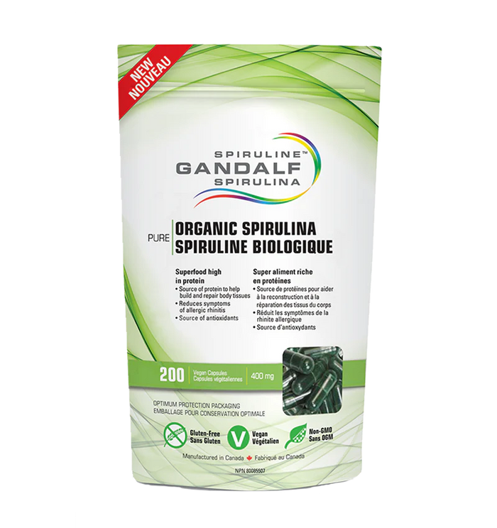 Organic spirulina 400mg vegetable capsules