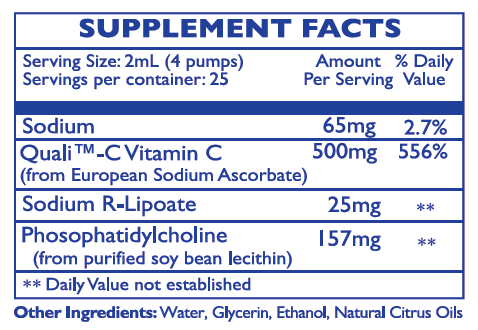 Liposomal vitamin C with R-lipoic acid