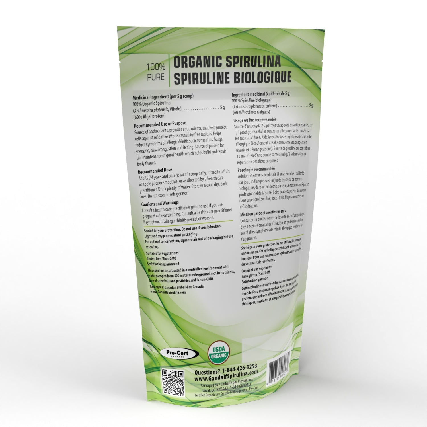 Organic spirulina powder